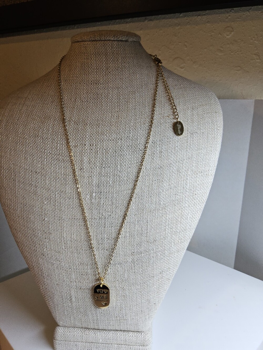 NWOT Plunder Fashion Jewelry Gold-Tone 'You + Me' Pendant Necklace - Picture 2 of 6